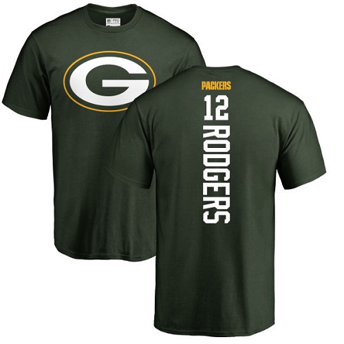 Men Green Bay Packers Green #12 Rodgers Aaron Backer Nike NFL T Shirt